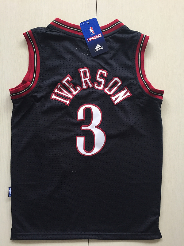 2017 NBA Philadelphia 76ers #3 Allen Iverson black kids jerseys->philadelphia 76ers->NBA Jersey